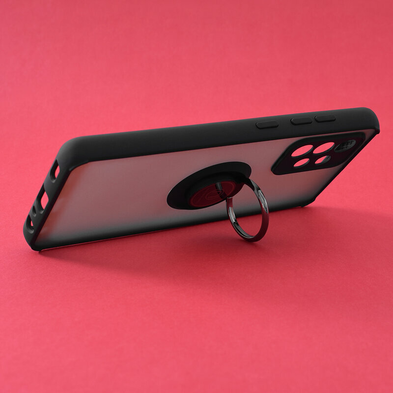 Husa Samsung Galaxy A52 4G Techsuit Glinth Cu Inel Suport Stand Magnetic - Negru