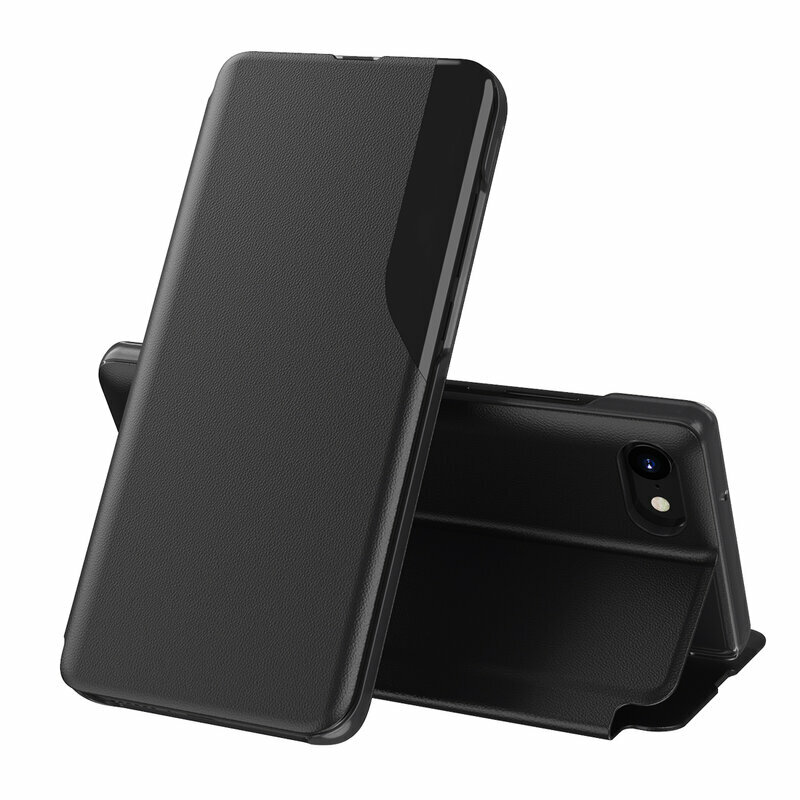 Husa iPhone SE 2, SE 2020 Eco Leather View Flip Tip Carte - Negru