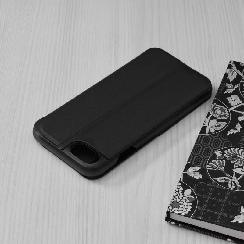 Husa iPhone SE 2, SE 2020 Eco Leather View Flip Tip Carte - Negru