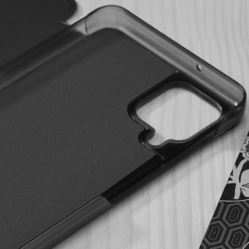 Husa Samsung Galaxy A12 Nacho Eco Leather View flip tip carte, negru