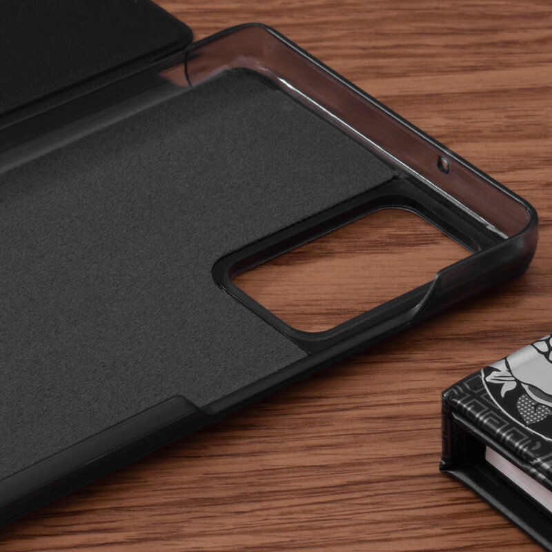 Husa Samsung Galaxy Note 20 5G Eco Leather View flip tip carte, negru