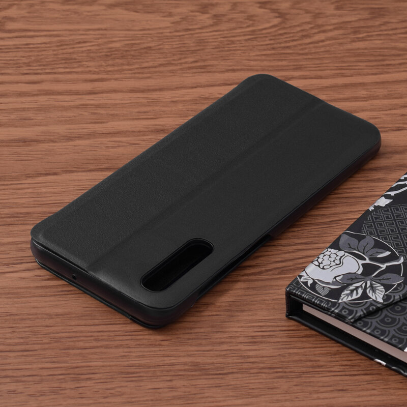 Husa Samsung Galaxy A50s Eco Leather View flip tip carte, negru