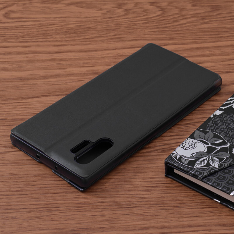Husa Samsung Galaxy Note 10 Plus 5G Eco Leather View Flip Tip Carte - Negru