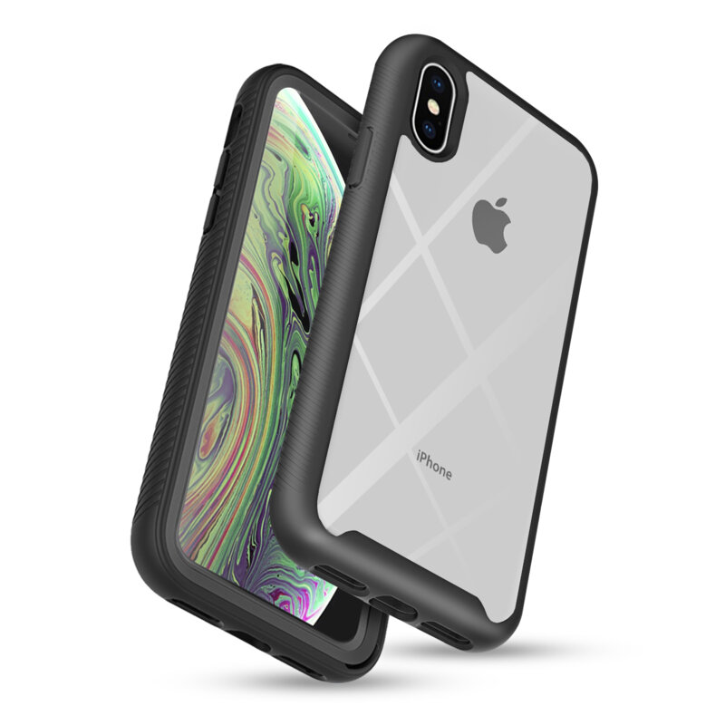 [Pachet 360°] Husa + Folie iPhone XS Techsuit Defense, Negru