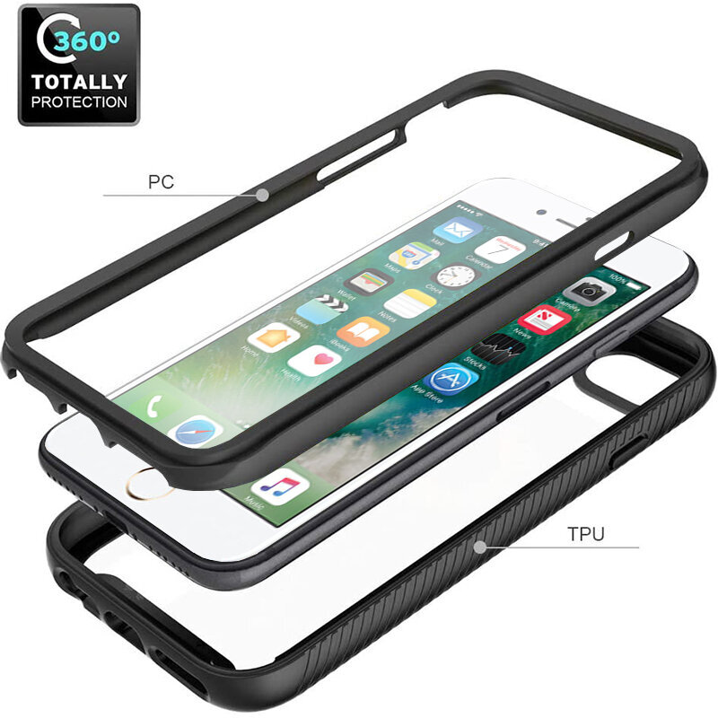 [Pachet 360°] Husa + Folie iPhone 7 Techsuit Defense, Negru