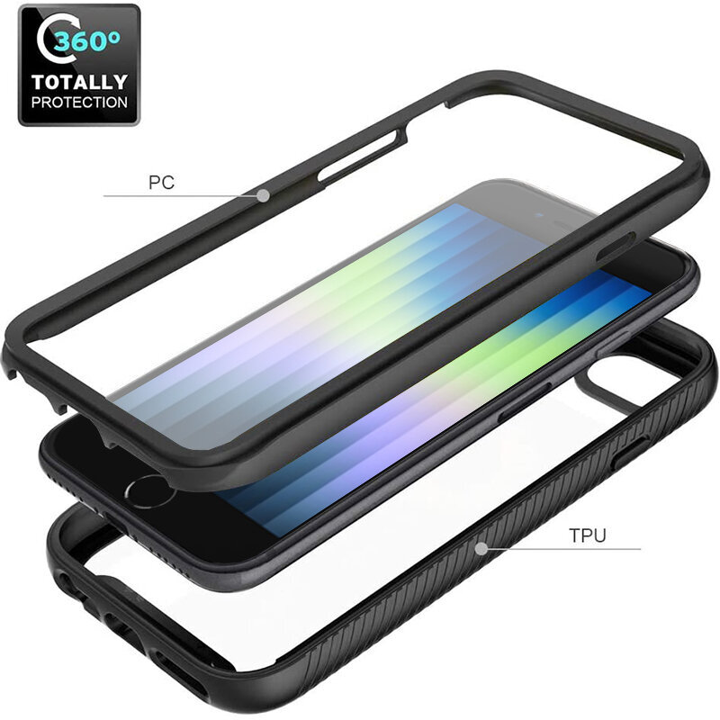 [Pachet 360°] Husa + folie iPhone SE 3, SE 2022 Techsuit Defense, negru