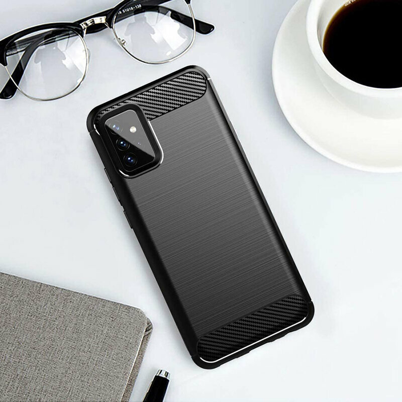 Husa Samsung Galaxy A72 4G Techsuit Carbon Silicone, negru