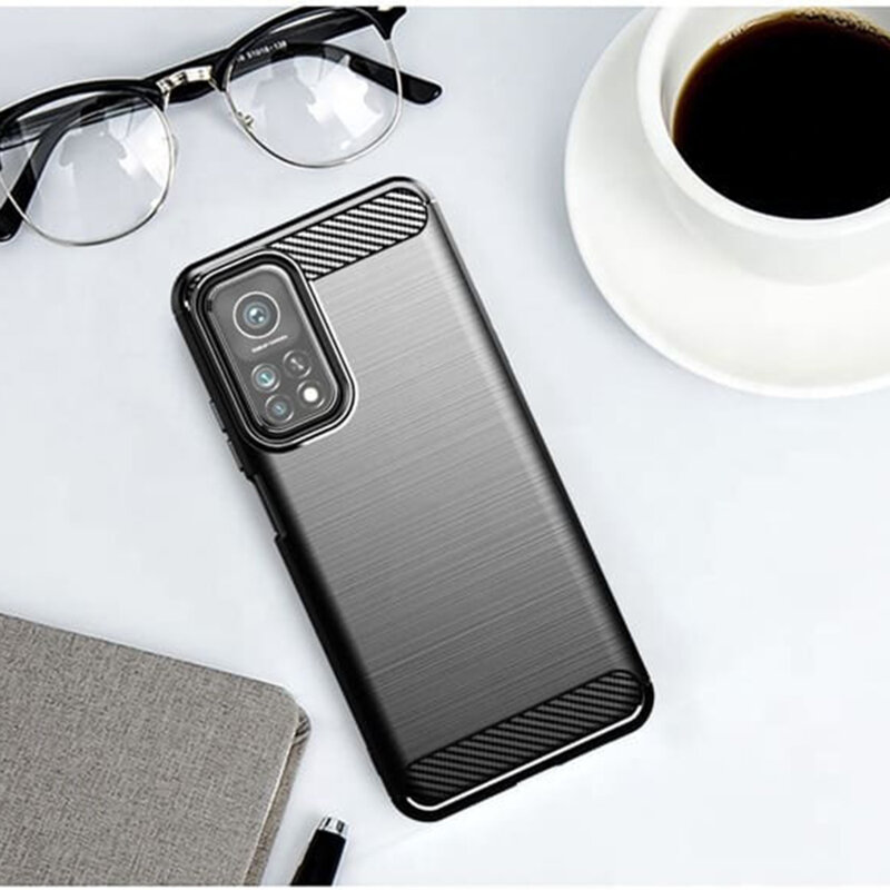 Husa Xiaomi Mi 10T Pro 5G Techsuit Carbon Silicone, negru