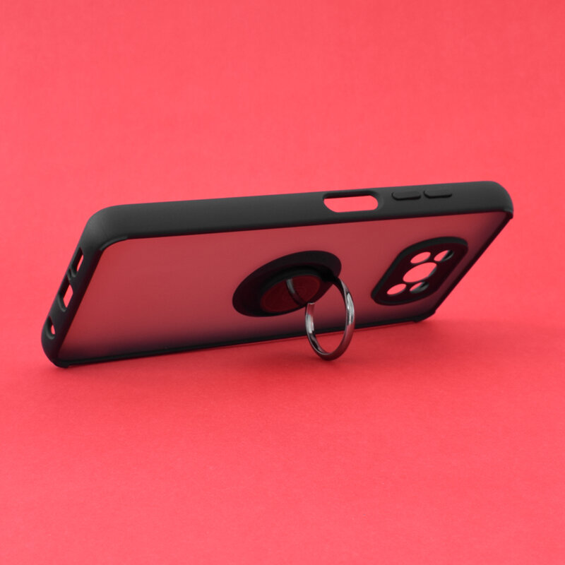 Husa Xiaomi Poco X3 NFC Techsuit Glinth Cu Inel Suport Stand Magnetic - Negru