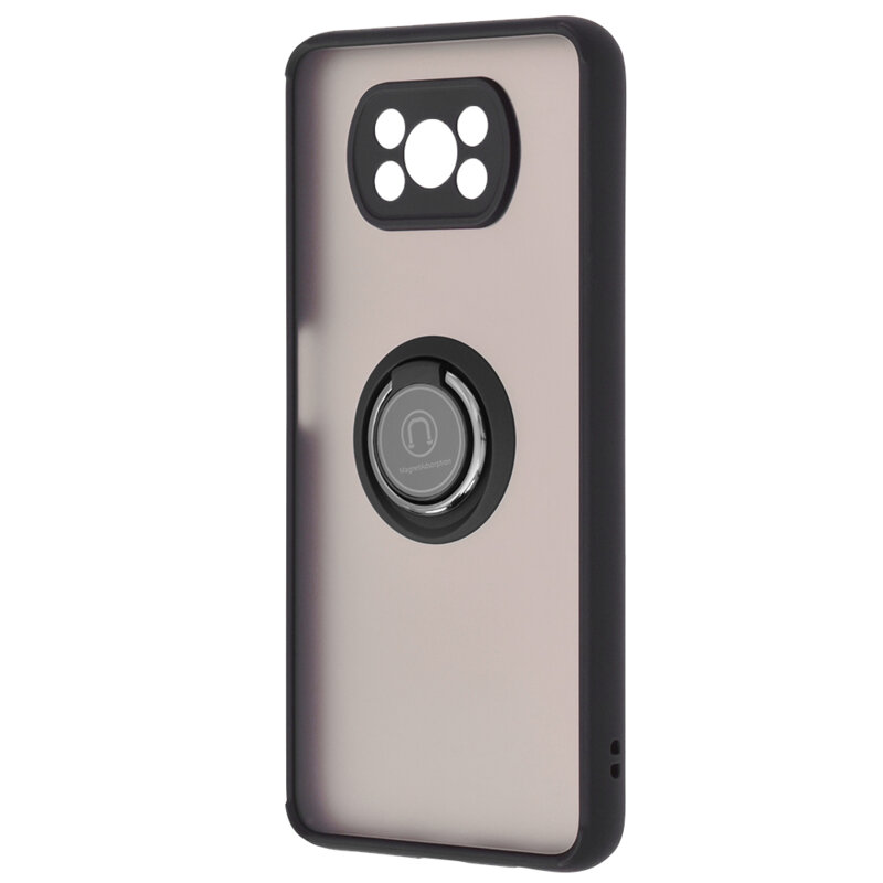 Husa Xiaomi Poco X3 NFC Techsuit Glinth Cu Inel Suport Stand Magnetic - Negru