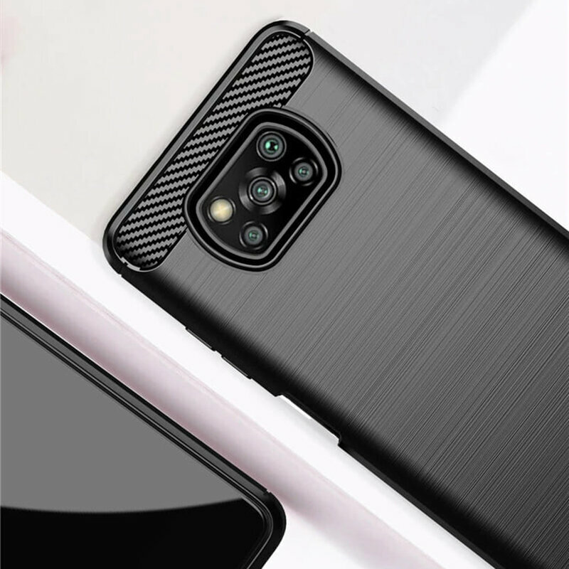 Husa Xiaomi Poco X3 Pro Techsuit Carbon Silicone, negru