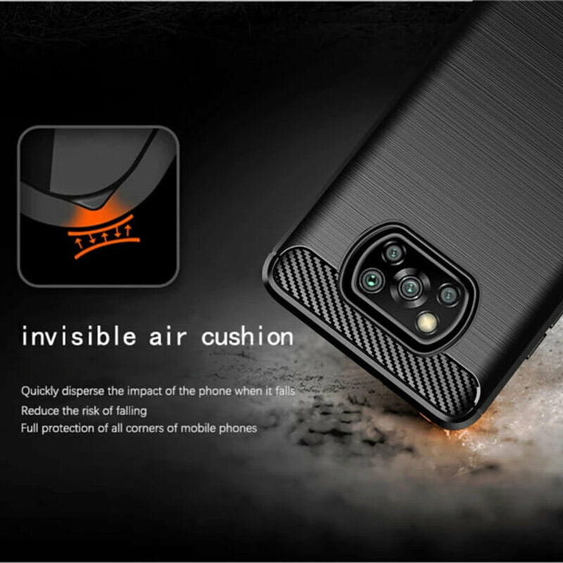 Husa Xiaomi Poco X3 Pro Techsuit Carbon Silicone, negru