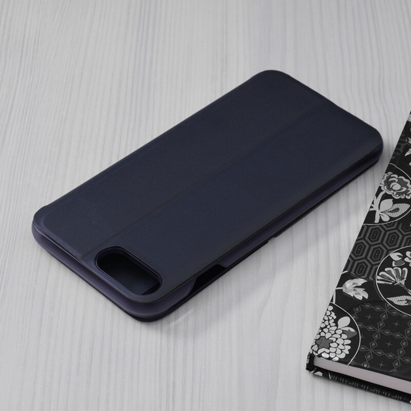 Husa iPhone 8 Plus Eco Leather View Flip Tip Carte - Albastru