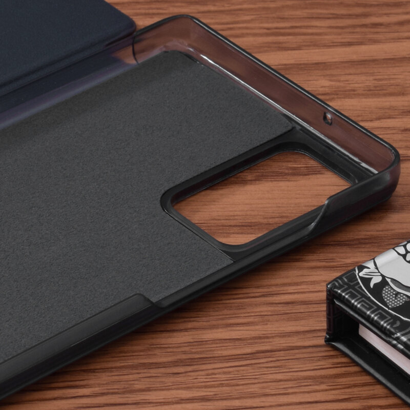 Husa Samsung Galaxy Note 20 5G Eco Leather View flip tip carte, albastru