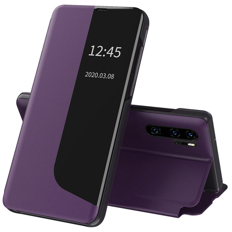 Husa Huawei P30 Pro New Edition Eco Leather View flip tip carte, mov
