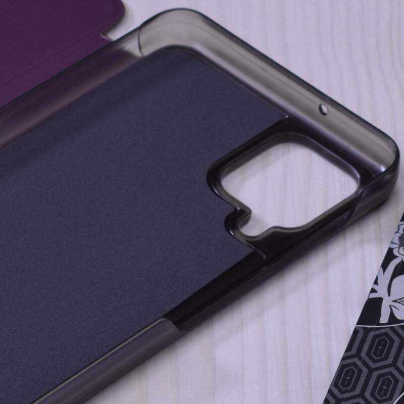 Husa Samsung Galaxy A12 Nacho Eco Leather View flip tip carte, mov