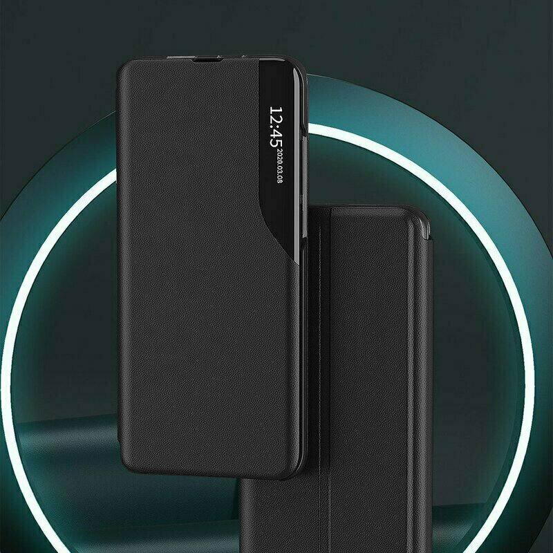 Husa Xiaomi Redmi Note 9 Pro Max Eco Leather View flip tip carte, negru