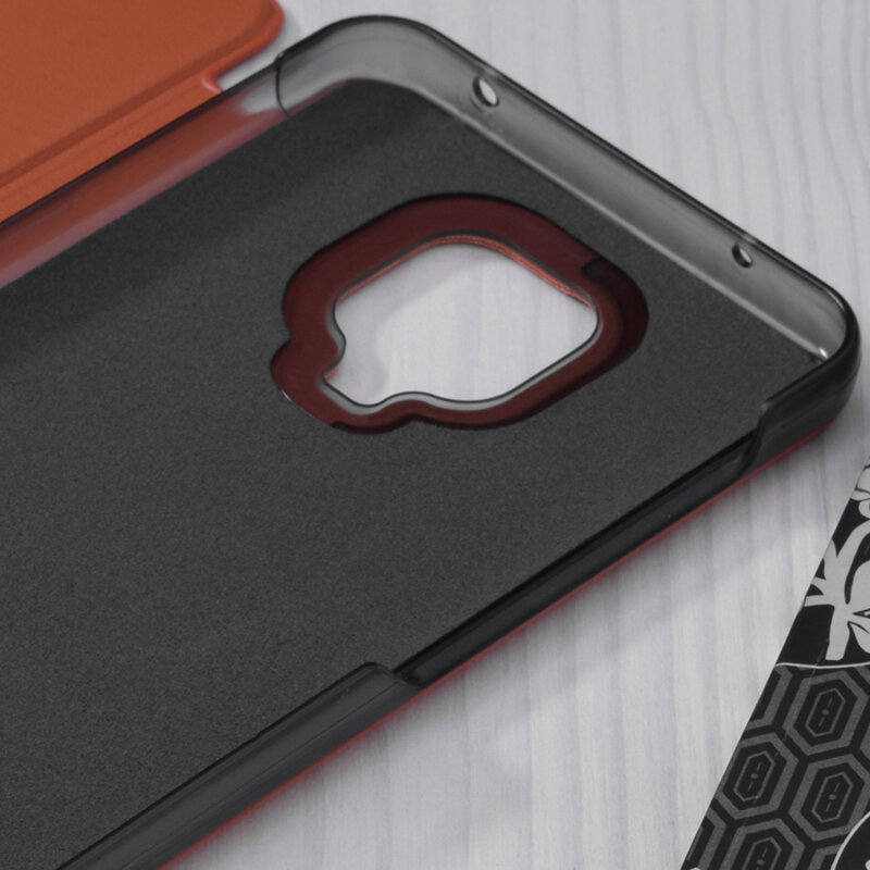 Husa Xiaomi Redmi Note 9 Pro Max Eco Leather View Flip Tip Carte - Portocaliu