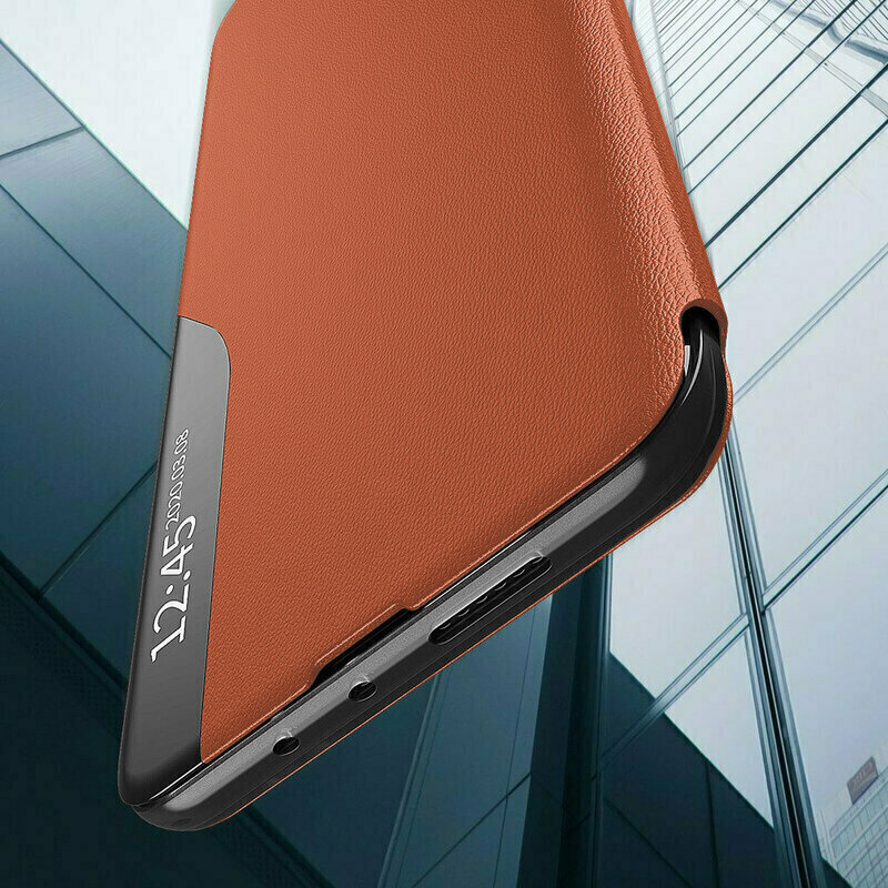 Husa Xiaomi Redmi Note 9 Pro Max Eco Leather View Flip Tip Carte - Portocaliu