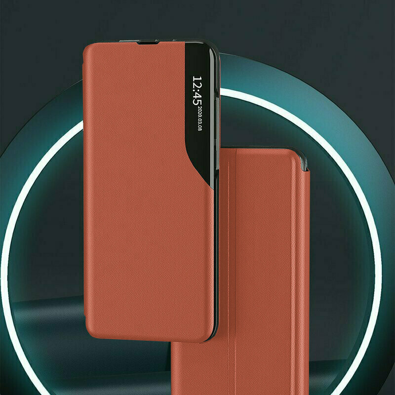Husa Xiaomi Redmi Note 9 Pro Max Eco Leather View Flip Tip Carte - Portocaliu