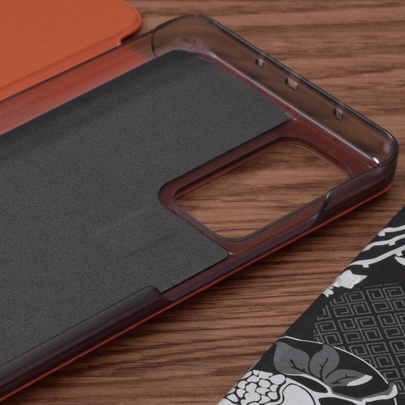Husa Xiaomi Mi 10T Pro 5G Eco Leather View Flip Tip Carte - Portocaliu