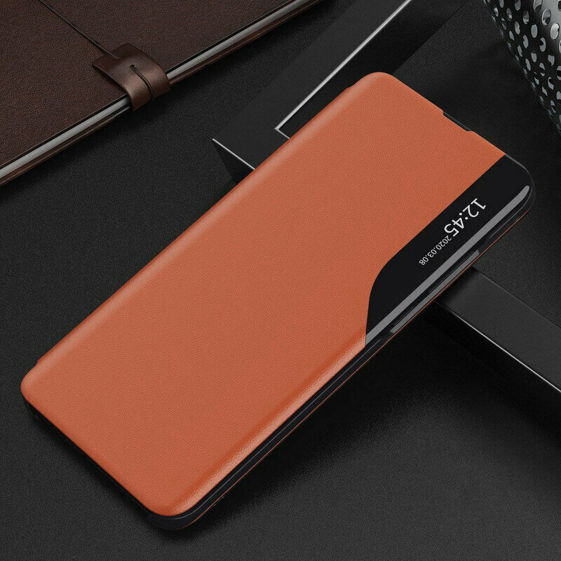Husa Xiaomi Mi 10T Pro 5G Eco Leather View Flip Tip Carte - Portocaliu