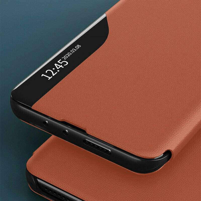 Husa Xiaomi Mi 10T Pro 5G Eco Leather View Flip Tip Carte - Portocaliu