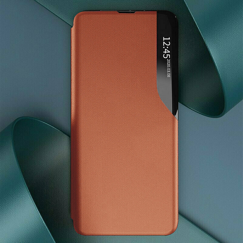 Husa Xiaomi Mi 10T Pro 5G Eco Leather View Flip Tip Carte - Portocaliu