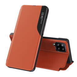 Husa Samsung Galaxy A12 Nacho Eco Leather View flip tip carte, portocaliu