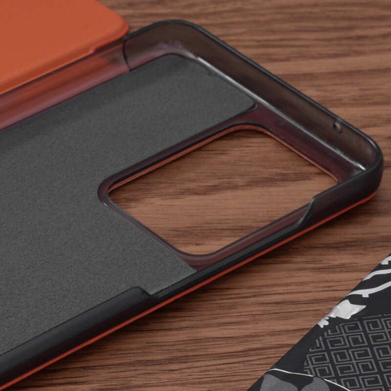 Husa Samsung Galaxy S20 Ultra 5G Eco Leather View Flip Tip Carte - Portocaliu