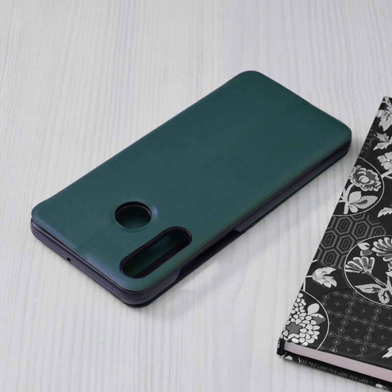 Husa Huawei P30 Lite New Edition Eco Leather View Flip Tip Carte - Verde