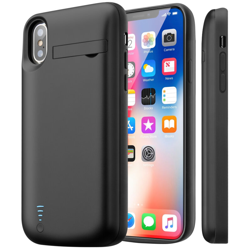 Husa cu baterie iPhone XS Techsuit Power Pro, 5000mAh, negru