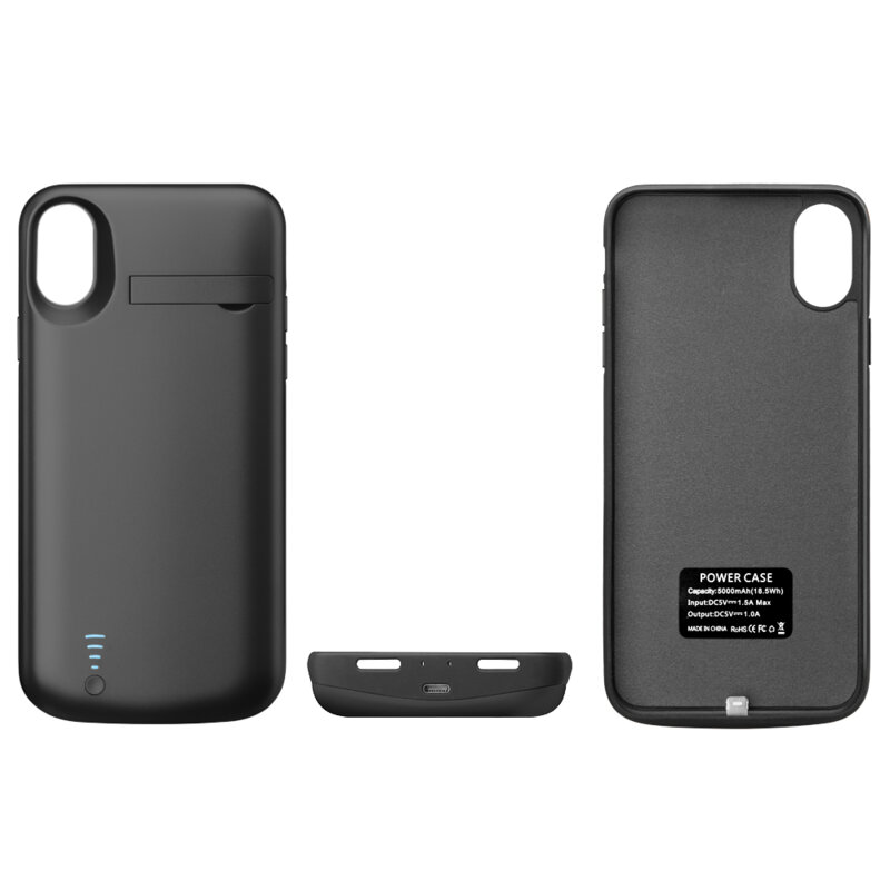 Husa cu baterie iPhone XS Techsuit Power Pro, 5000mAh, negru