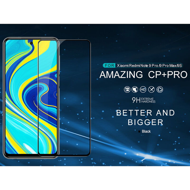 Folie sticla Xiaomi Redmi Note 9 Pro Max Nillkin Amazing CP+PRO, Negru