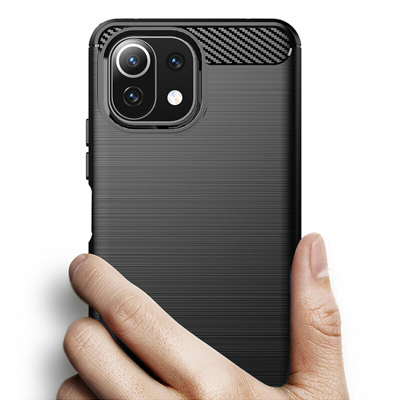 Husa Xiaomi 11 Lite 5G NE Techsuit Carbon Silicone, negru