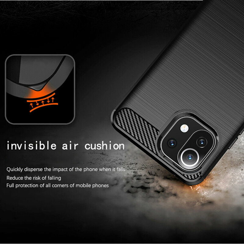 Husa Xiaomi 11 Lite 5G NE Techsuit Carbon Silicone, negru