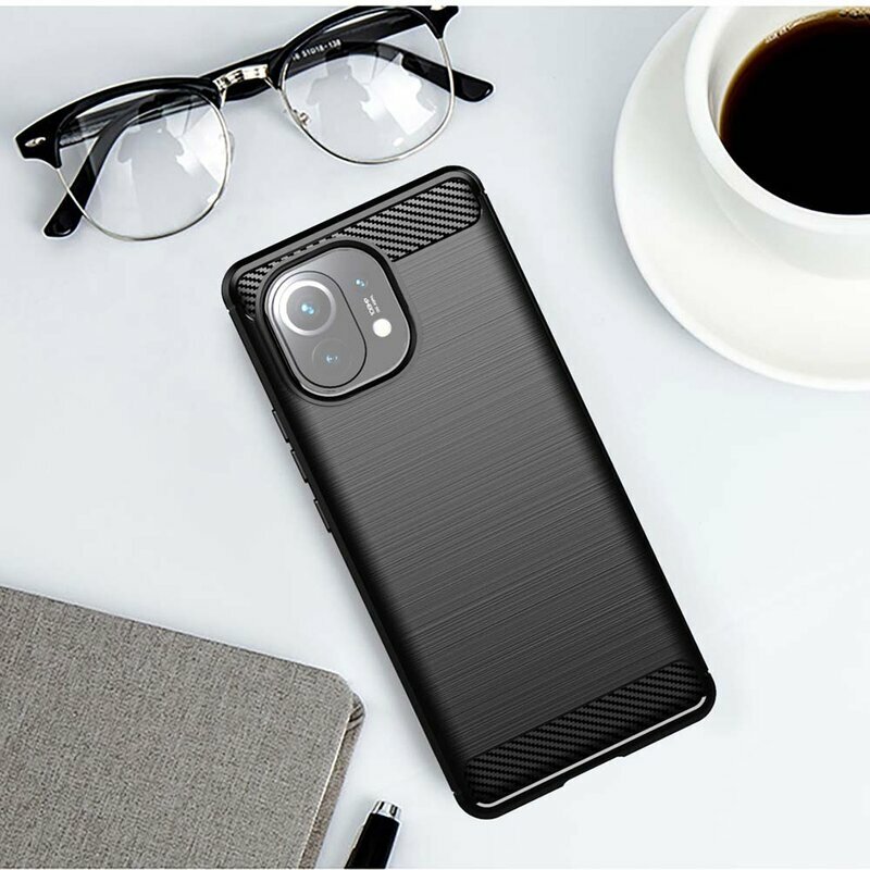 Husa Xiaomi 11 Lite 5G NE Techsuit Carbon Silicone, negru