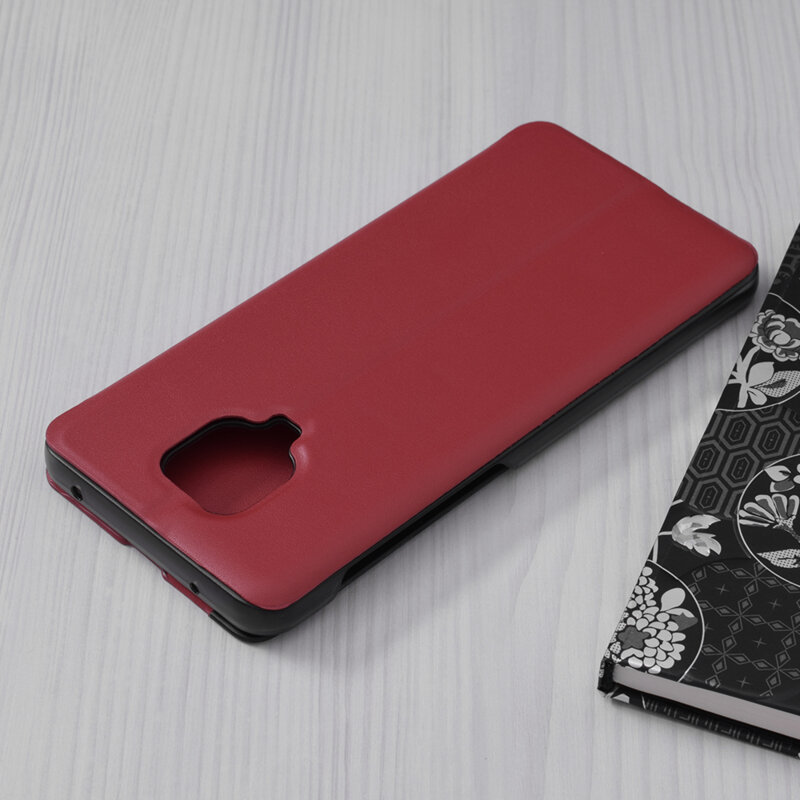 Husa Xiaomi Redmi Note 9 Pro Max Eco Leather View Flip Tip Carte - Rosu