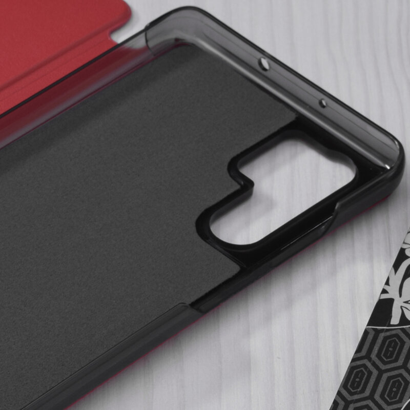 Husa Huawei P30 Pro New Edition Eco Leather View flip tip carte, rosu