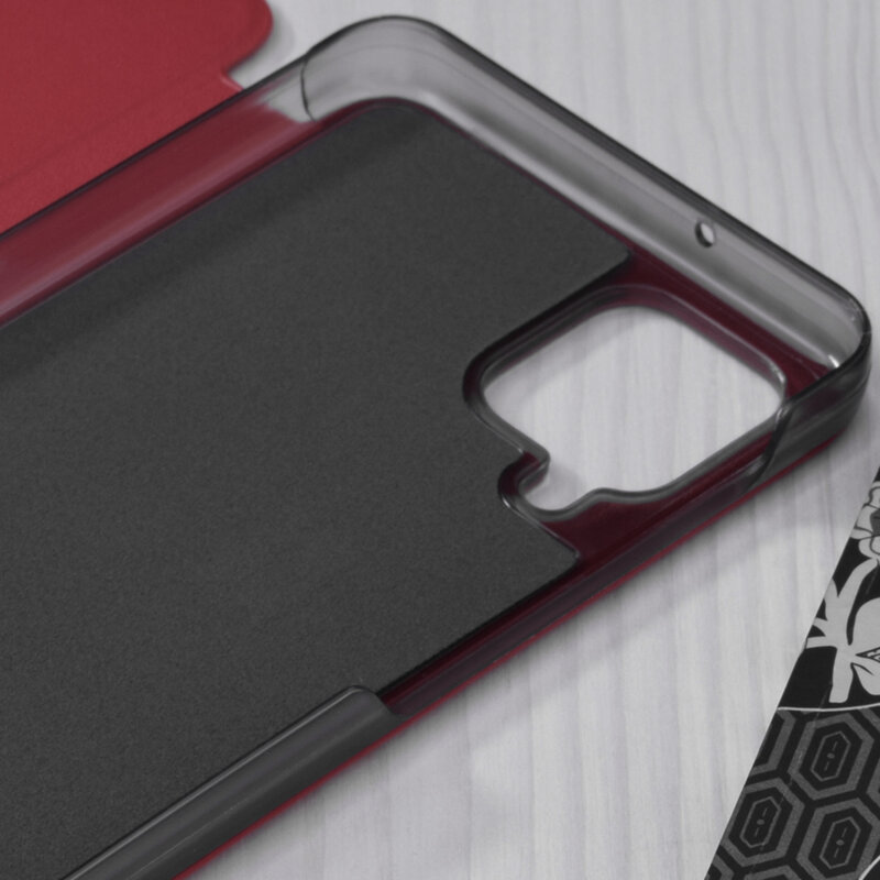 Husa Samsung Galaxy A12 Nacho Eco Leather View flip tip carte, rosu