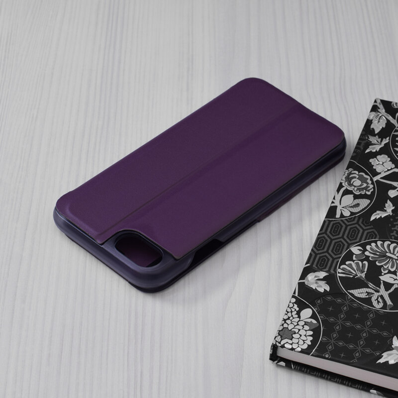 Husa iPhone SE 2, SE 2020 Eco Leather View Flip Tip Carte - Mov