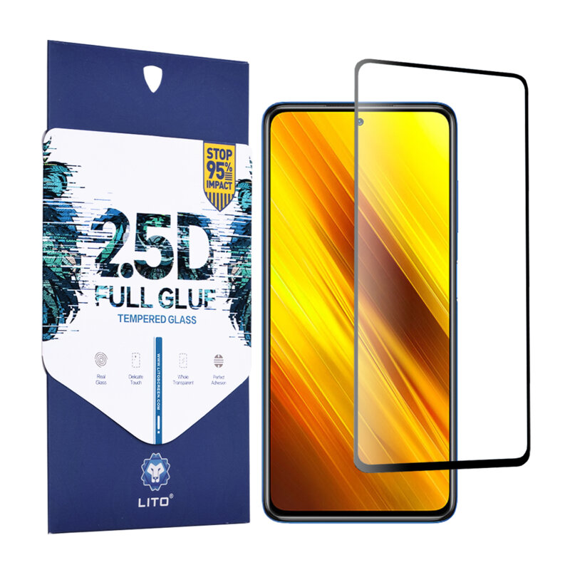 Folie sticla Xiaomi Poco X3 NFC Lito 2.5D Full Glue, negru