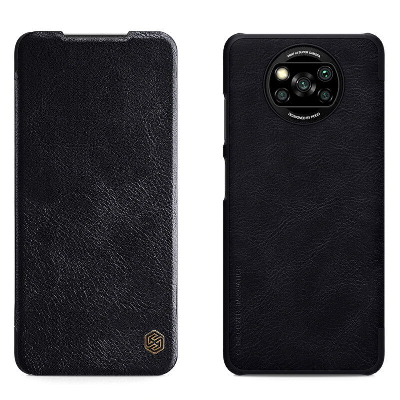 Husa Xiaomi Poco X3 NFC Nillkin QIN Leather, negru