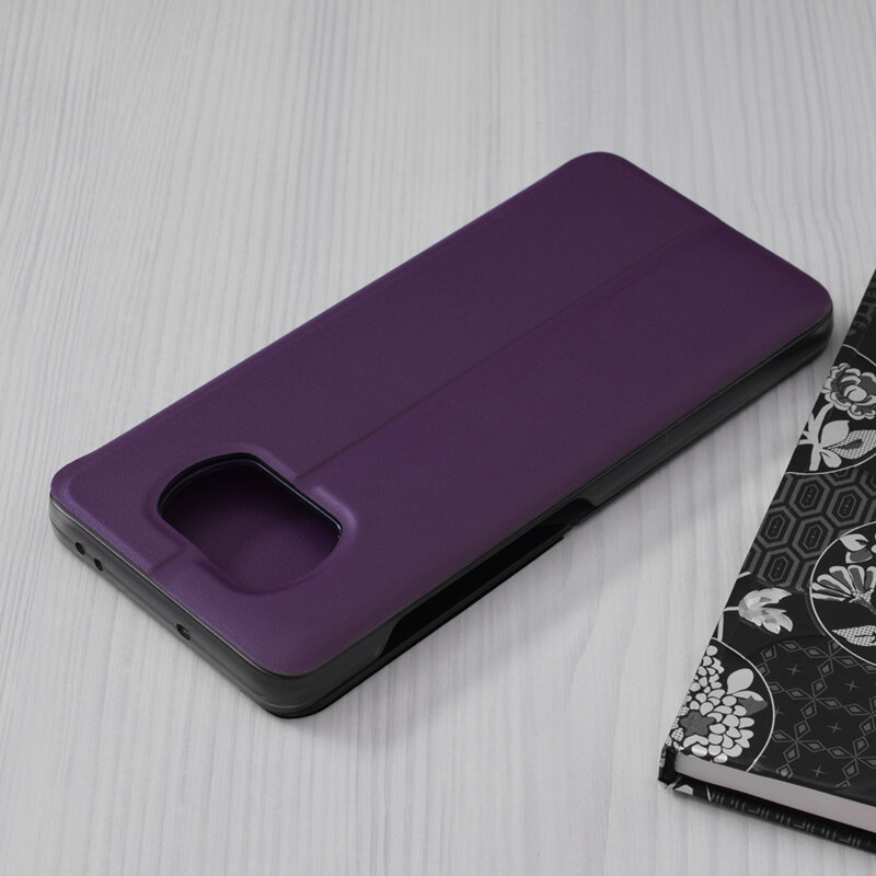 Husa Xiaomi Poco X3 NFC Eco Leather View Flip Tip Carte - Mov