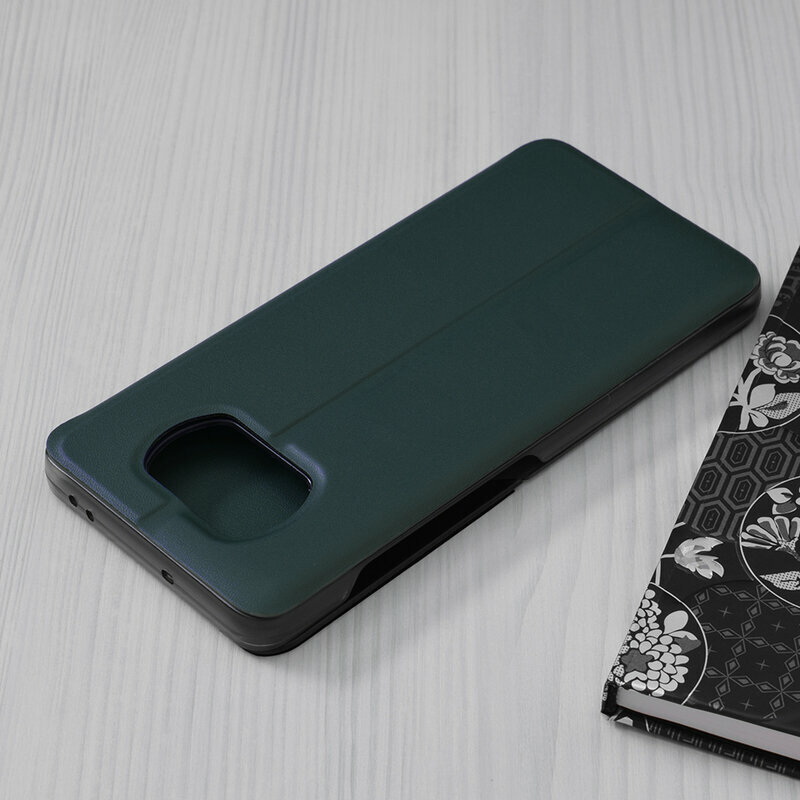 Husa Xiaomi Poco X3 Pro Eco Leather View Flip Tip Carte - Verde