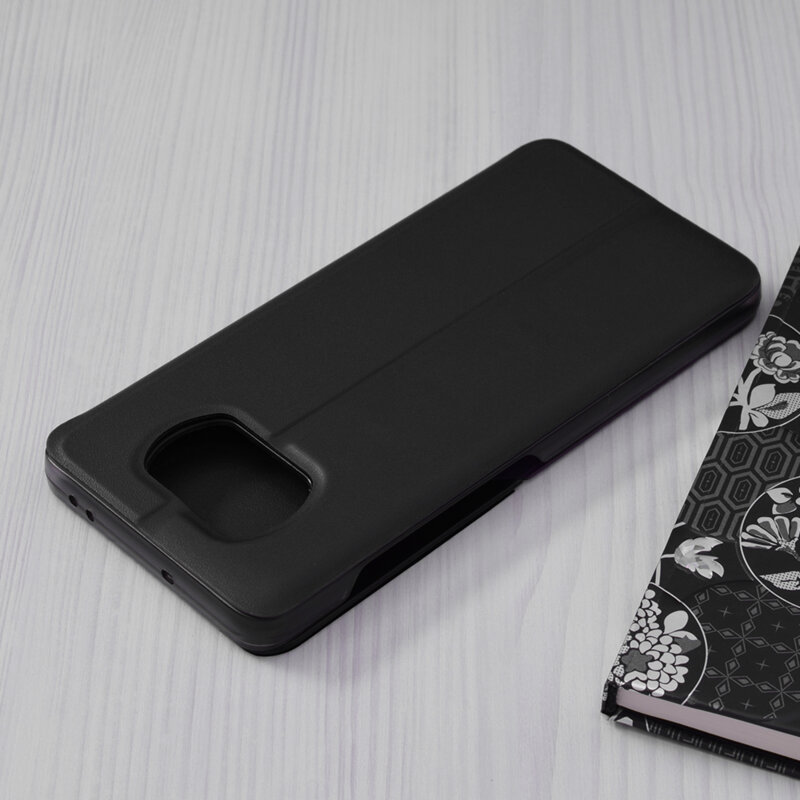 Husa Xiaomi Poco X3 NFC Eco Leather View Flip Tip Carte - Negru