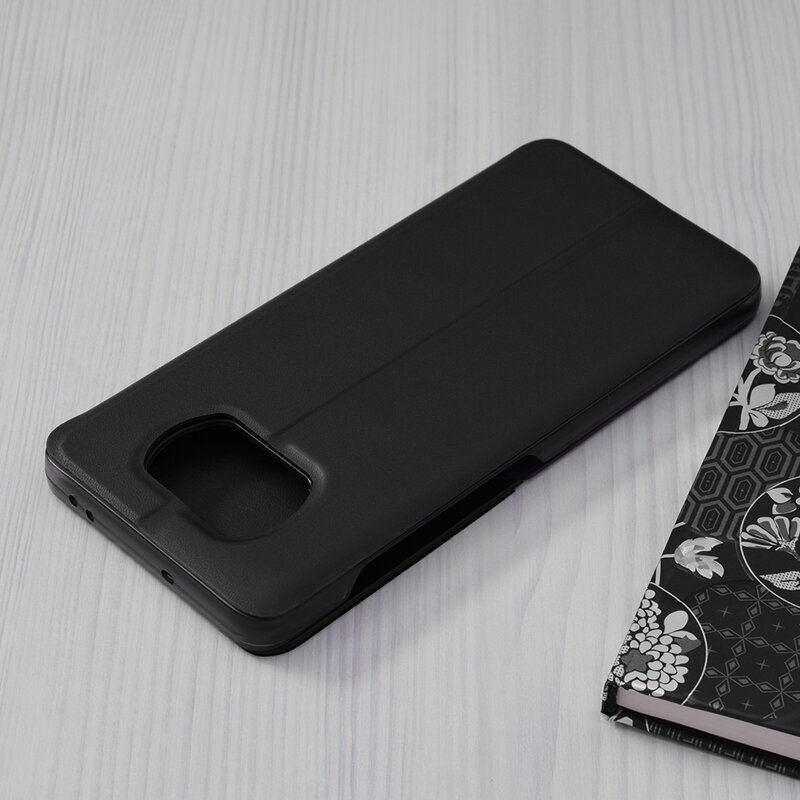 Husa Xiaomi Poco X3 Pro Eco Leather View Flip Tip Carte - Negru