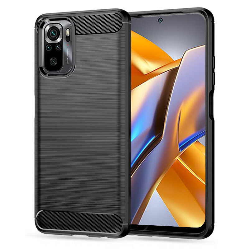 Husa Xiaomi Poco M5s Techsuit Carbon Silicone, negru