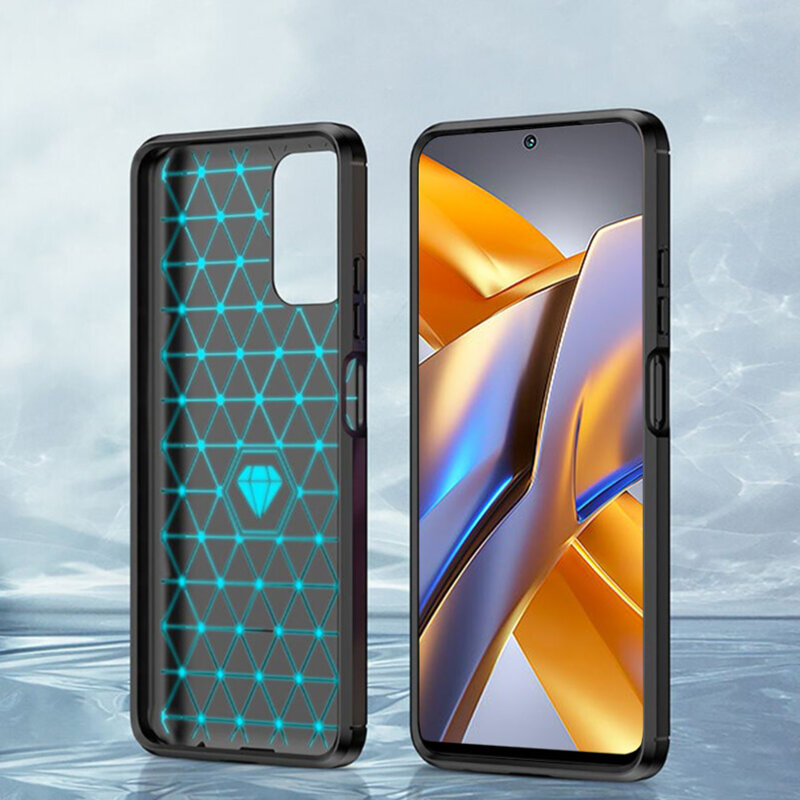 Husa Xiaomi Poco M5s Techsuit Carbon Silicone, negru