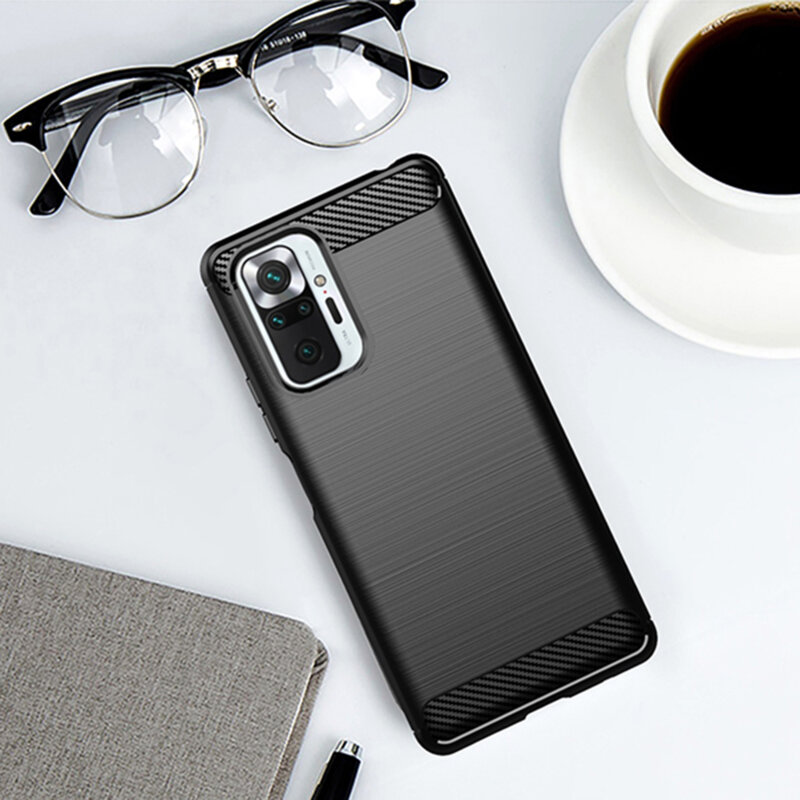 Husa Xiaomi Redmi Note 10 Pro Max Techsuit Carbon Silicone, negru